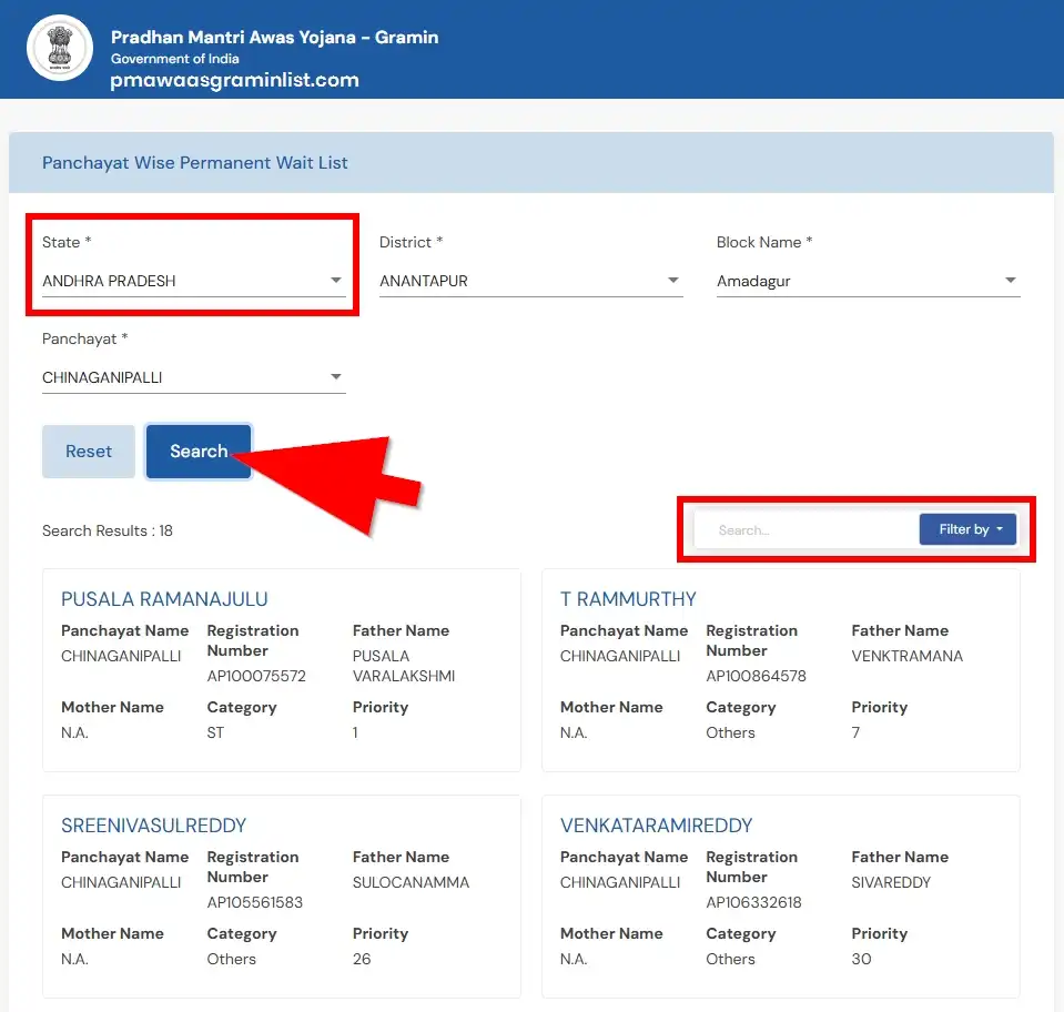 PM Awas Panchayat Wise Permanent Wait List Andhra Pradesh 2025
